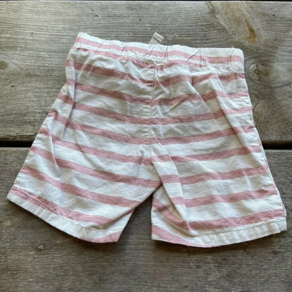 Old‎ Navy Boys Shorts Size 12-18 Months Red Cream Striped Summer Vacation Beach